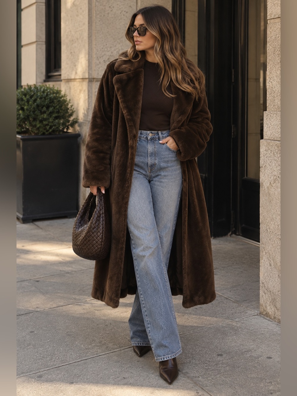 Reformation Brown Pigalle Fur Coat